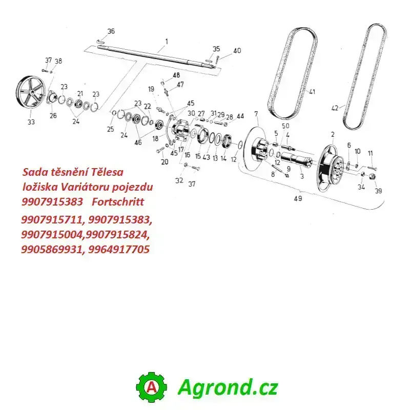 Sada těsnění Tělesa ložiska Variátoru pojezdu HS 27 013/00 9907915383 Fortschritt E 512